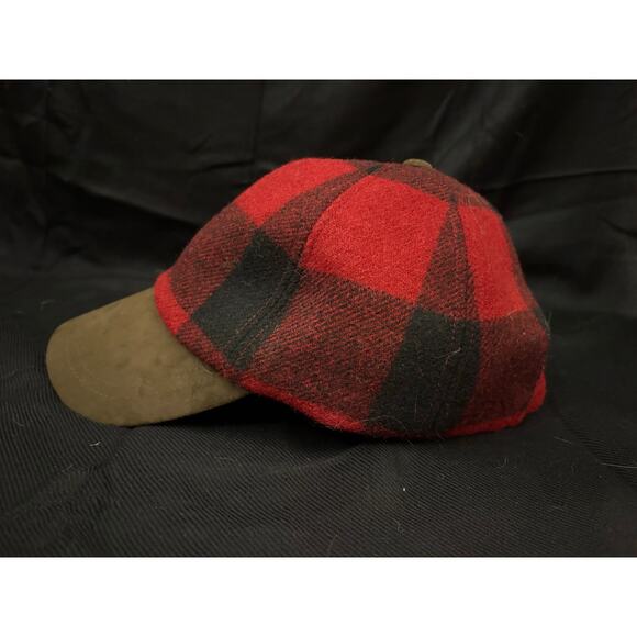 Moon Wool Cap Red Black Buffalo Plaid Country Outdoorsy Quality British Cloth - Picture 4 of 9